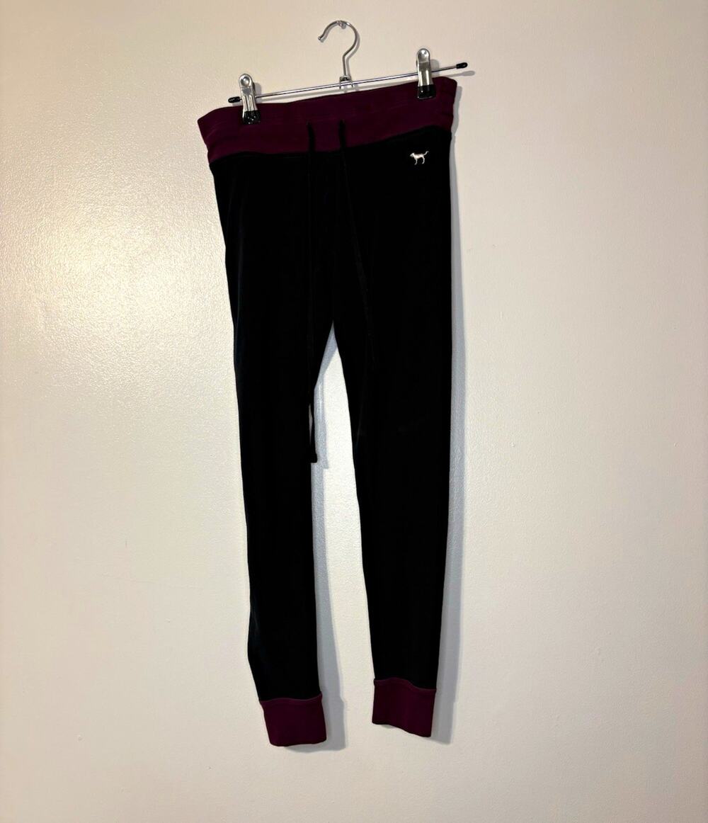 Women’s PINK Black Purple Mid-Rise Stretch Yoga Leggings Size XS Regular